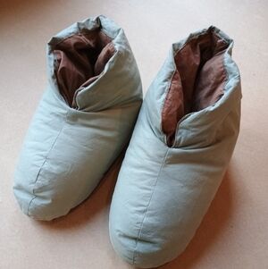 Restoration Hardware Duck Down Feathers Foot Duvet Slippers Green S/M